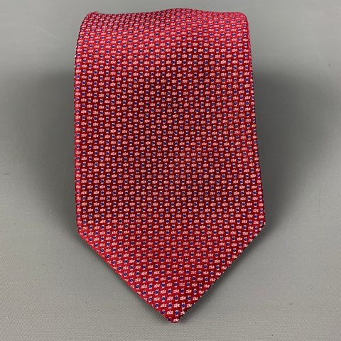 BRIONI Red & Blue Nailhead Silk Tie