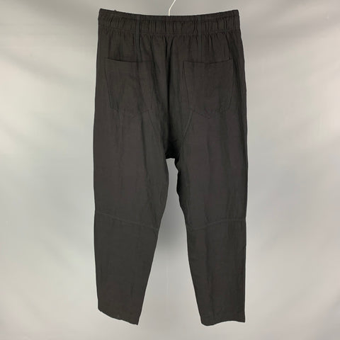 TOM REBL Size 28 Black Viscose Linen Drop-Crotch Casual Pants