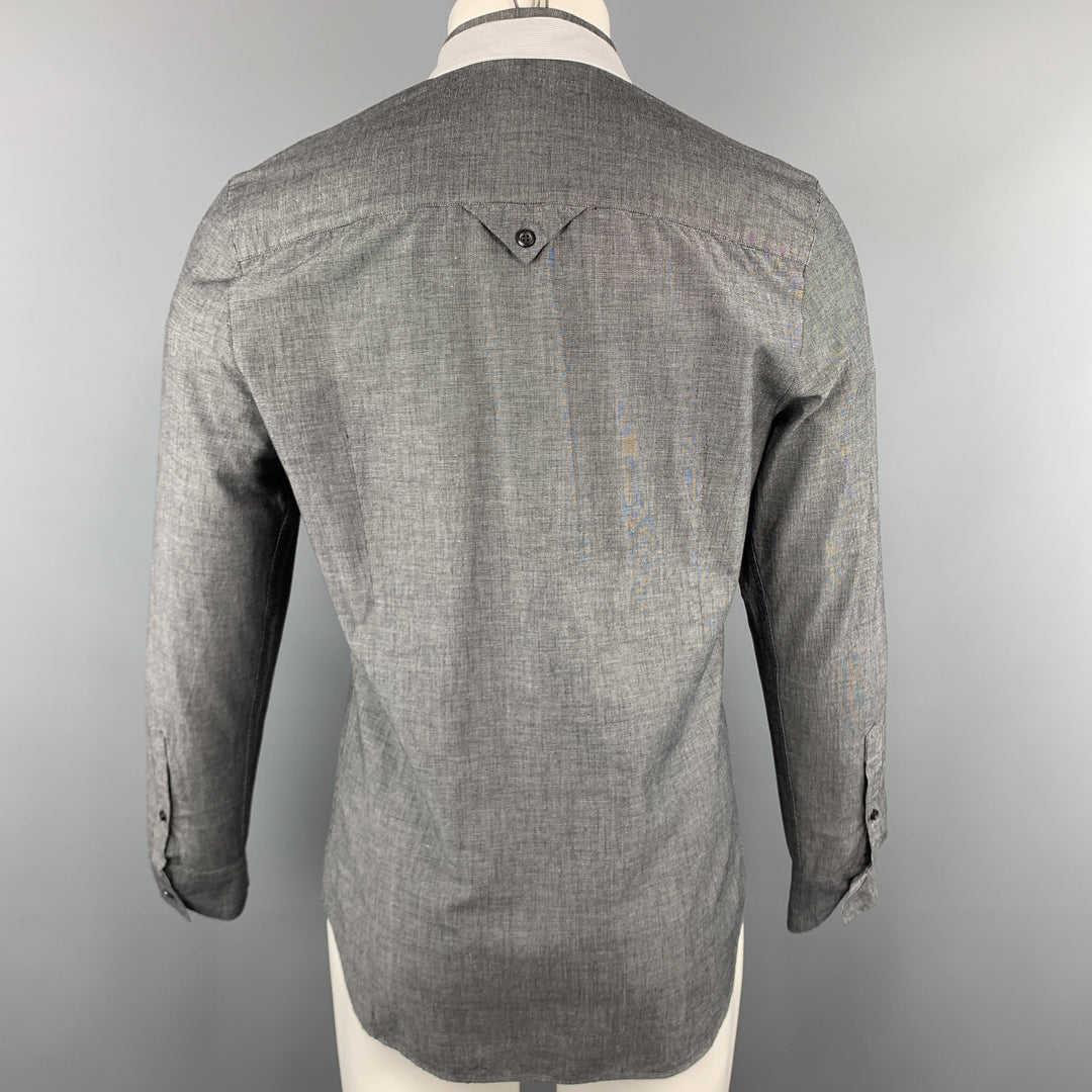 EMPORIO ARMANI Size M Grid Dark Gray Cotton Button Up Long Sleeve Shirt