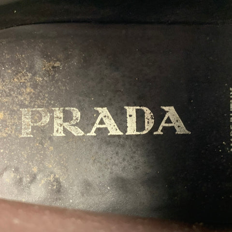 PRADA Size 10 Brown Leather Lace Up Boots