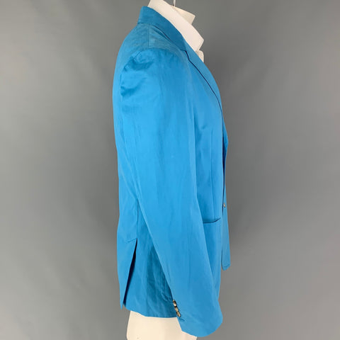 MARC JACOBS Size 42 Blue Cotton Notch Lapel Sport Coat