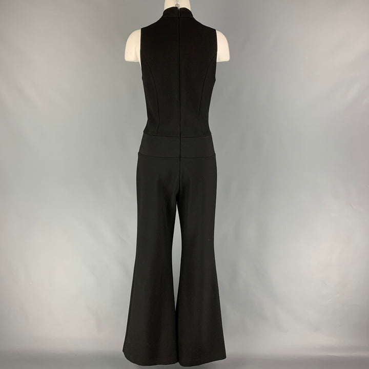 NICOLE MILLER Size 8 Black Polyester Blend Wide Leg Jumpsuit