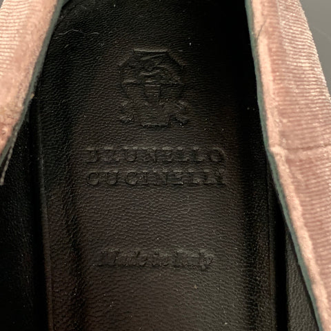 BRUNELLO CUCINELLI Size 8 Pink Gunmetal Velvet Slip On Flats