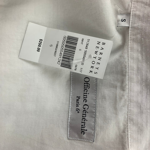 OFFICINE GENERALE Size S White Seersucker Cotton Short Sleeve Shirt
