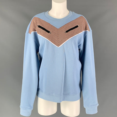 DEREK LAM Size M Blue Brown Cotton Sweatshirt