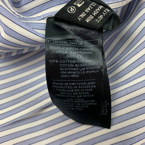 TOM FORD Size XL Blue & White Stripe Cotton Button Down Long Sleeve Shirt