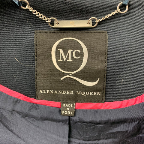 MCQ by ALEXANDER MCQUEEN Size 4 Navy & Fuchsia Cotton Cropped Jacket