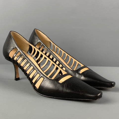 JIMMY CHOO Zapatos de salón con abertura de cuero negro Talla 7