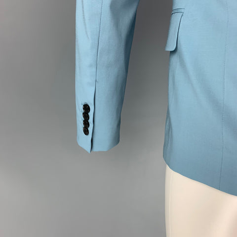 SANDRO Size 36 Light Blue Wool Notch Lapel Suit