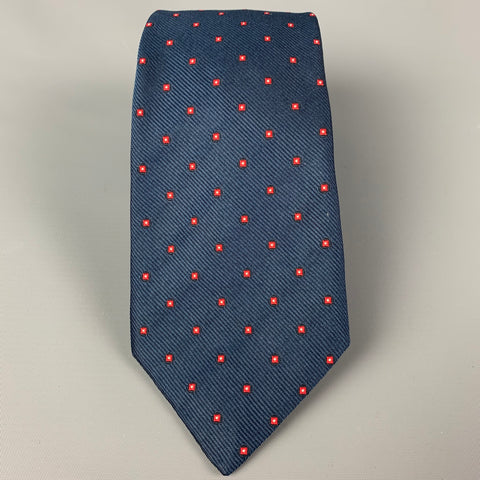 HUNTSMAN Navy Red Dots Silk Twill Tie