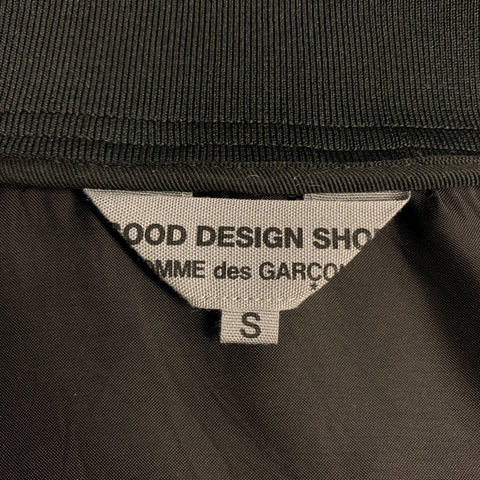 COMME des GARCONS Size S Black Mixed Fabrics Lightweight Graphic Patch Pockets Buttoned Cupro Coat