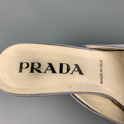 PRADA Talla 5.5 Sandalias con lazo tipo mulas de seda lavanda