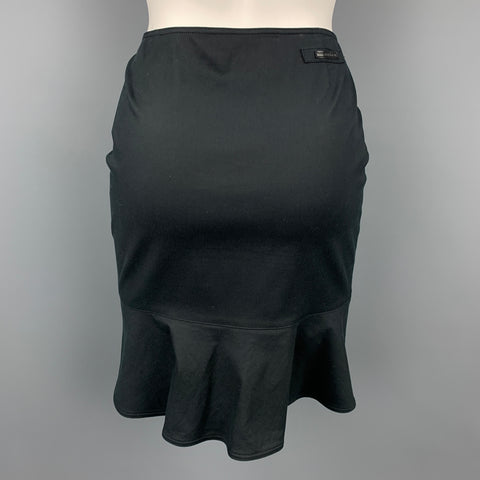 PRADA Falda con volantes de mezcla de algodón negro talla 2