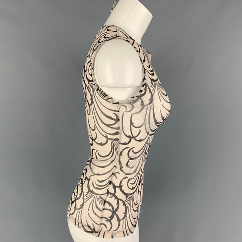 DRIES VAN NOTEN Size XS White Black Polyamide Abstract Casual Top