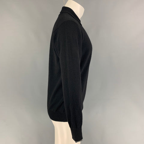 PAUL SMITH Black Merino Wool Angora Collar Sweater
