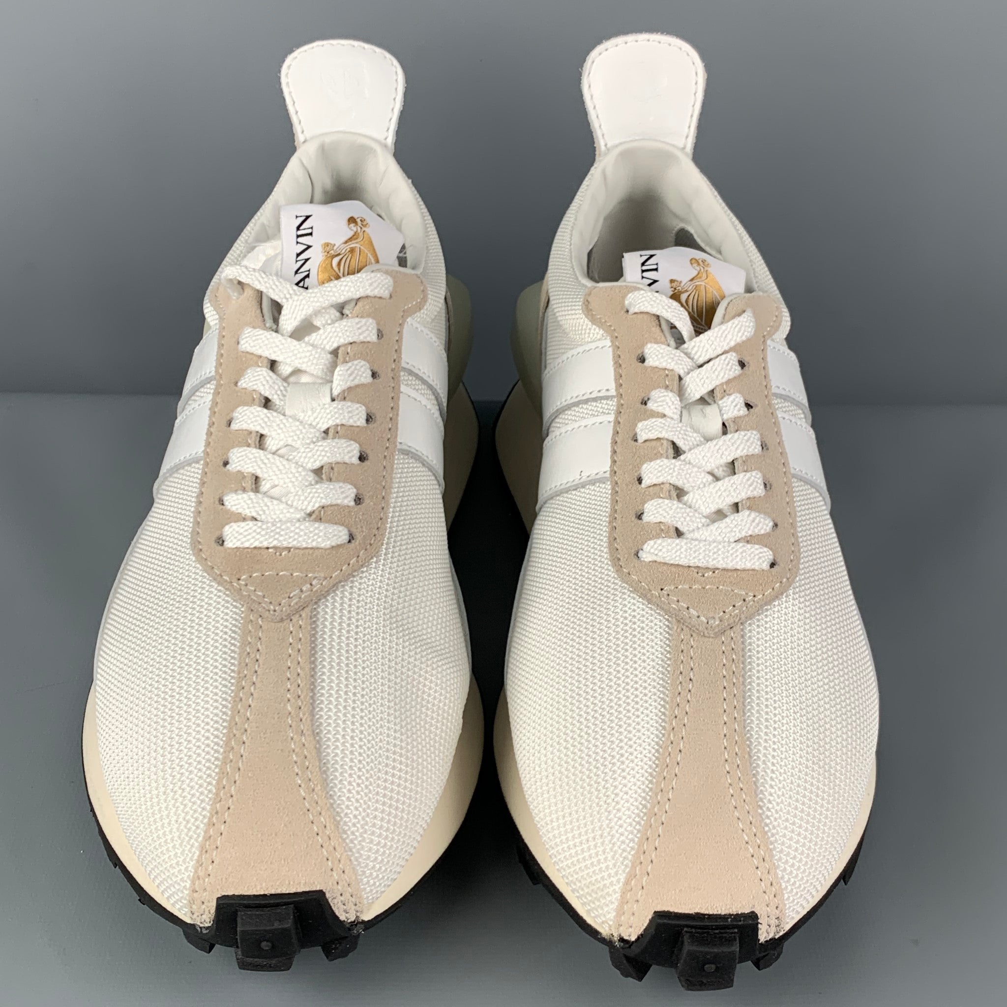 LANVIN Size 9 White Mixed Materials Nylon Lace Up Sneakers – Sui