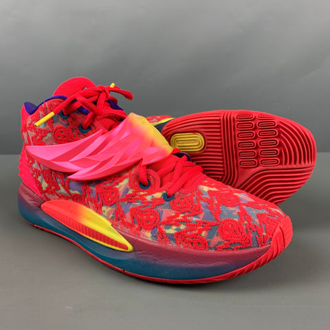 NIKE Size 11.5 Red Multi Color Abstract Mixed Materials High Top Sneakers