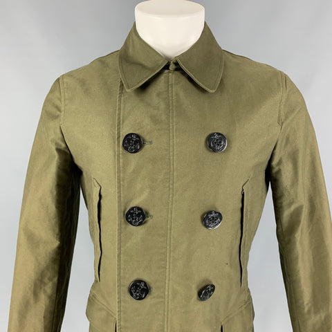 PS by PAUL SMITH Size S Olive Cotton Double Breasted Peacoat