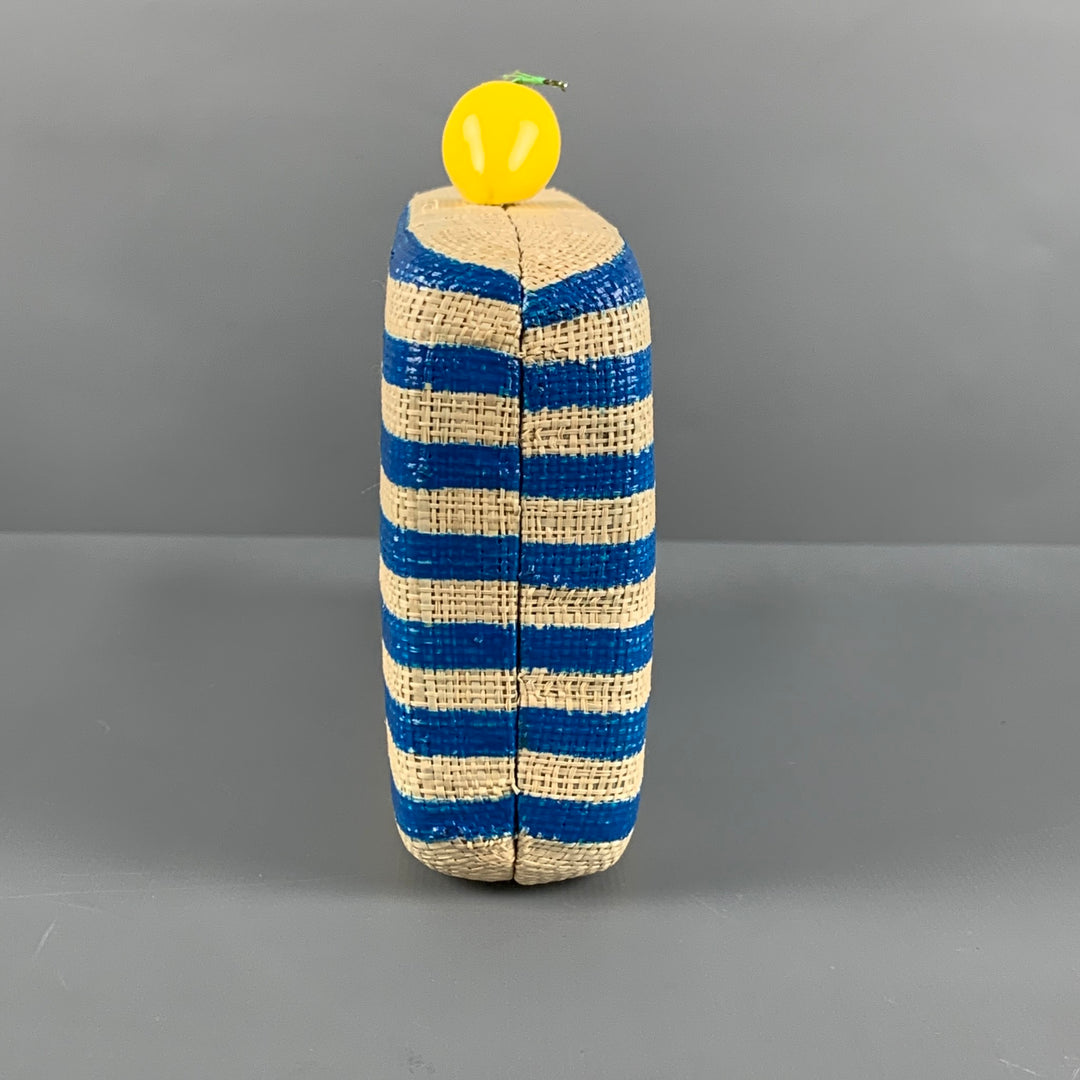 KAYU Blue Natural Stripe Straw Clutch Handbag