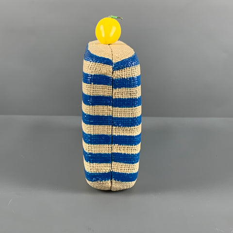 KAYU Blue Natural Stripe Straw Clutch Handbag