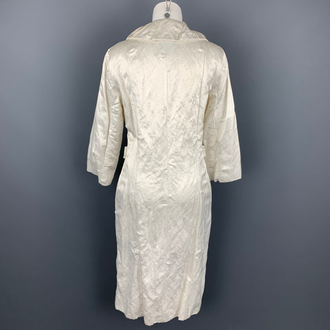 LANVIN Printemps 2006 Taille 8 Manteau en satin texturé froissé blanc cassé