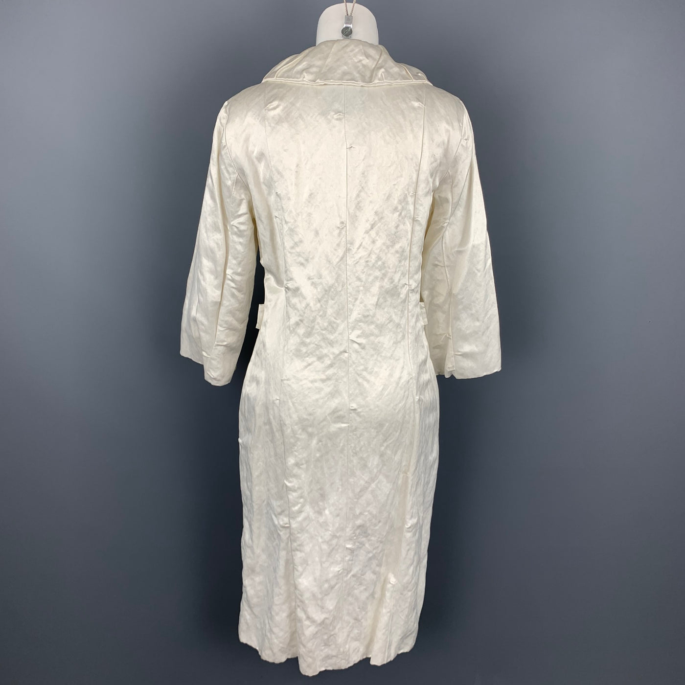 LANVIN Spring 2006 Size 8 Off White Wrinkle Textured Satin Coat