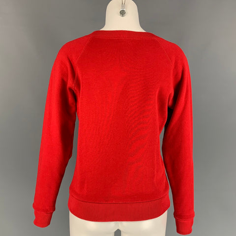 CELINE Size S Red Cotton Crew-Neck Pullover