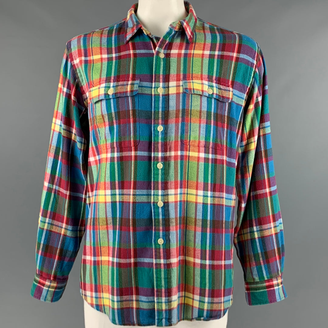 Polo by Ralph Lauren Size XL Multi-Color Plaid Cotton Flannel Long Sleeve Shirt