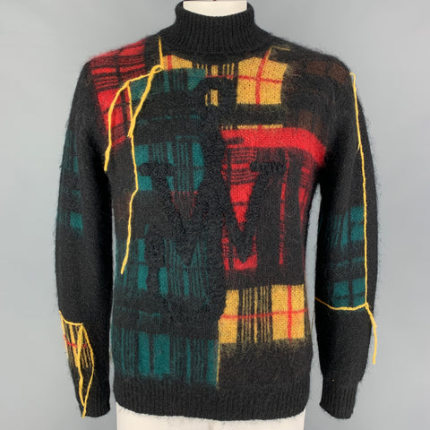 J.W.ANDERSON Size L Black Yellow Red Knit Mohair Blend Turtleneck Sweater