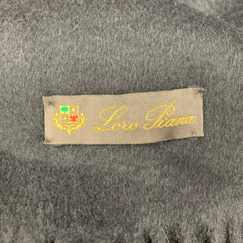 LORO PIANA Black Cashmere Fringe Scarf