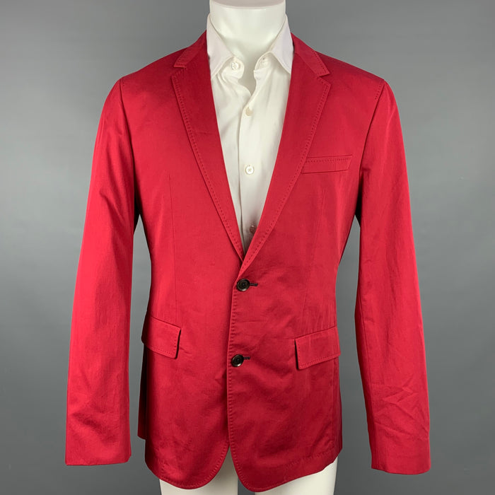 HUGO BOSS Size 40 Red Cotton Notch Lapel Sport Coat