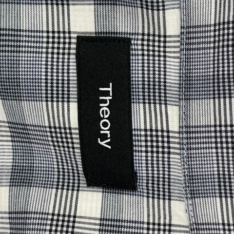 THEORY Size M Grey White Cotton Plaid Cape