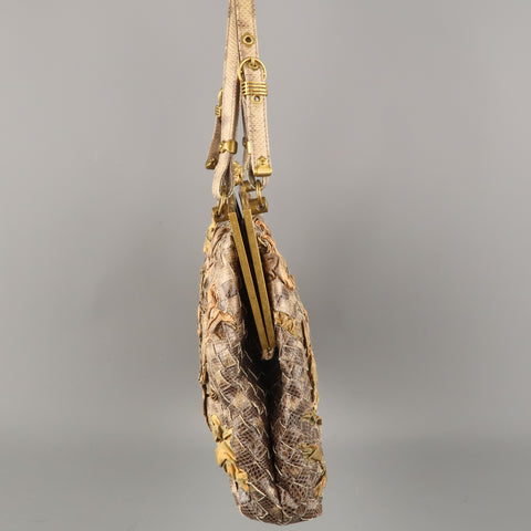 BOTTEGA VENETA Lavorazione Fatta a Aano Taupe Intrecciato Lizard Leather Handbag