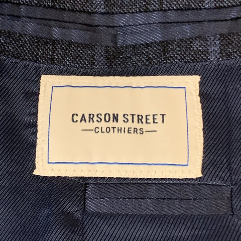 CARSON STREET Size 38 Navy Plaid Wool Blend Notch Lapel Sport Coat