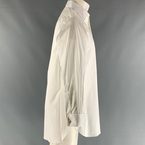 HILDITCH &amp; KEY Camisa Manga Larga Puño Francés Algodón Espiga Blanca Talla M