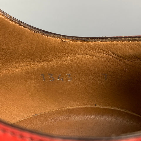 O'KEEFFE Size 9 Red Perforated Leather Wingtip Lace Up Shoes