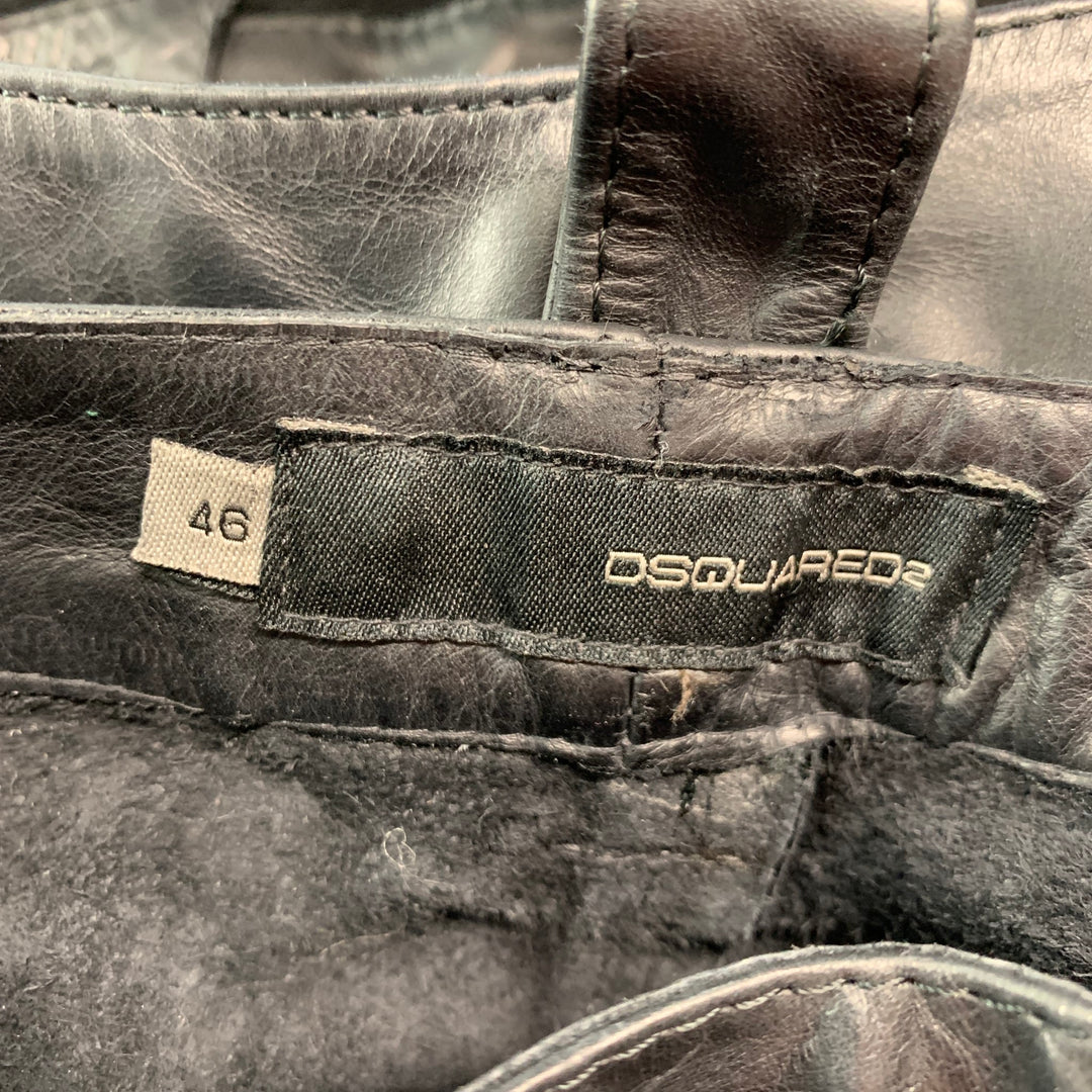 DSQUARED2 Size 30 Black Leather Shorts