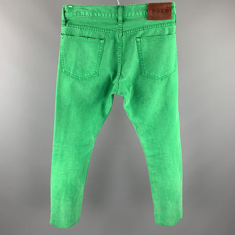 RALPH LAUREN Size 30 Green Denim Straight Button Fly Jeans