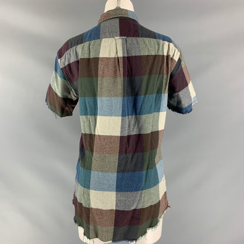 KOLOR Size M Blue Multicolour Cotton &  Cashmere Checkered Blouse