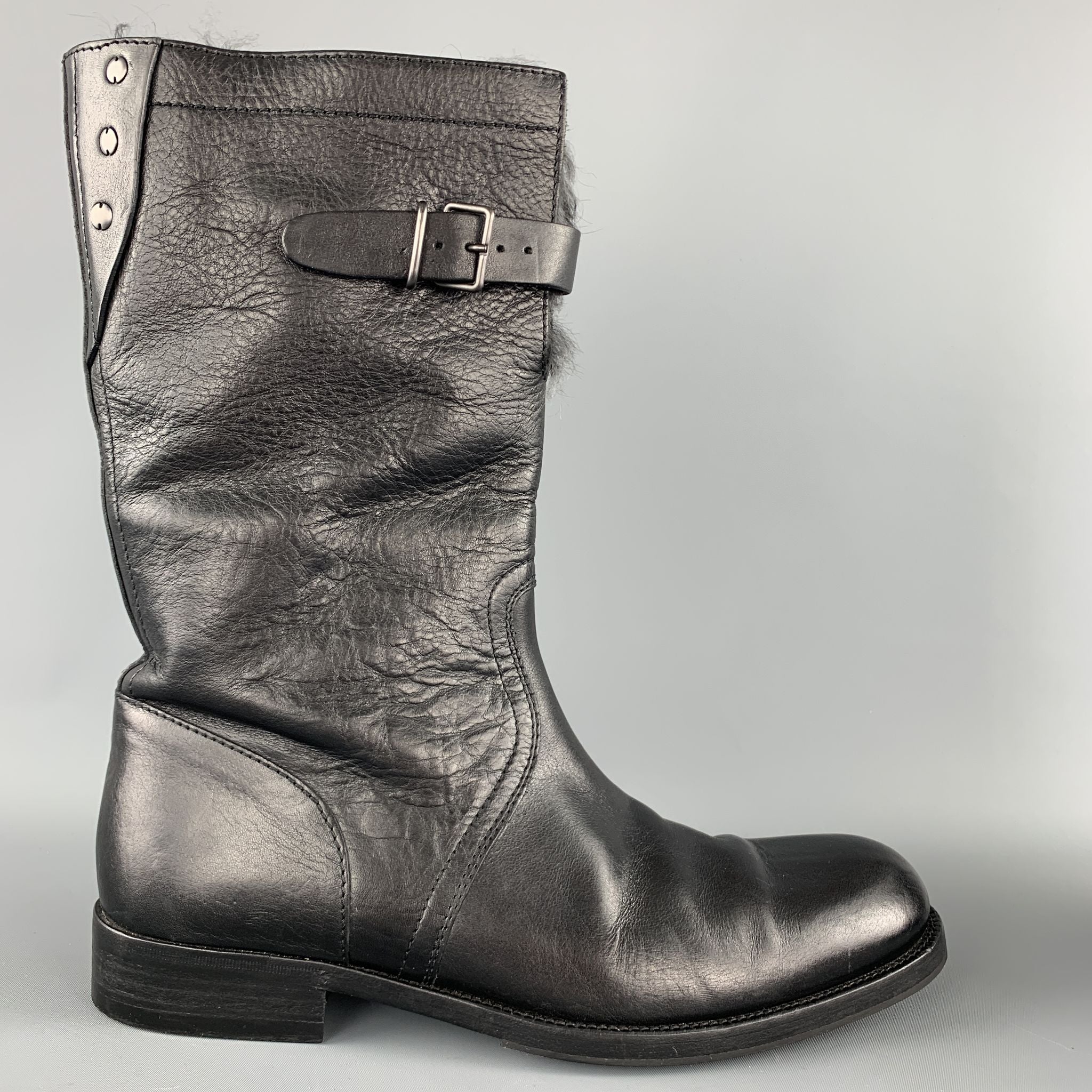 GUCCI by TOM FORD Men's Size US 8 / UK 7.5 D Black Leather Fur