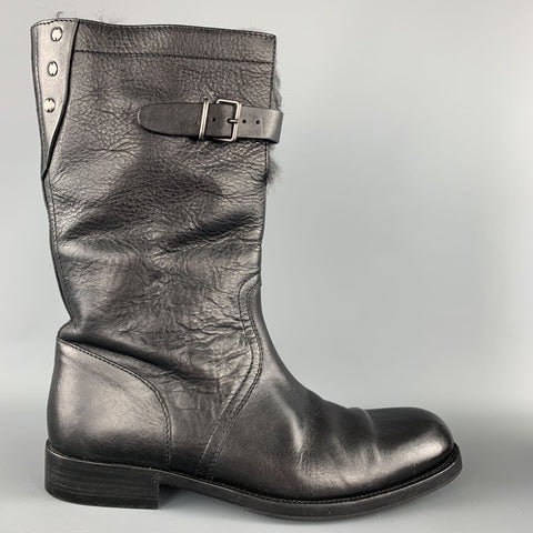GUCCI by TOM FORD Hombre Talla US 8 / UK 7.5 D Botas de becerro con forro de piel de cuero negro