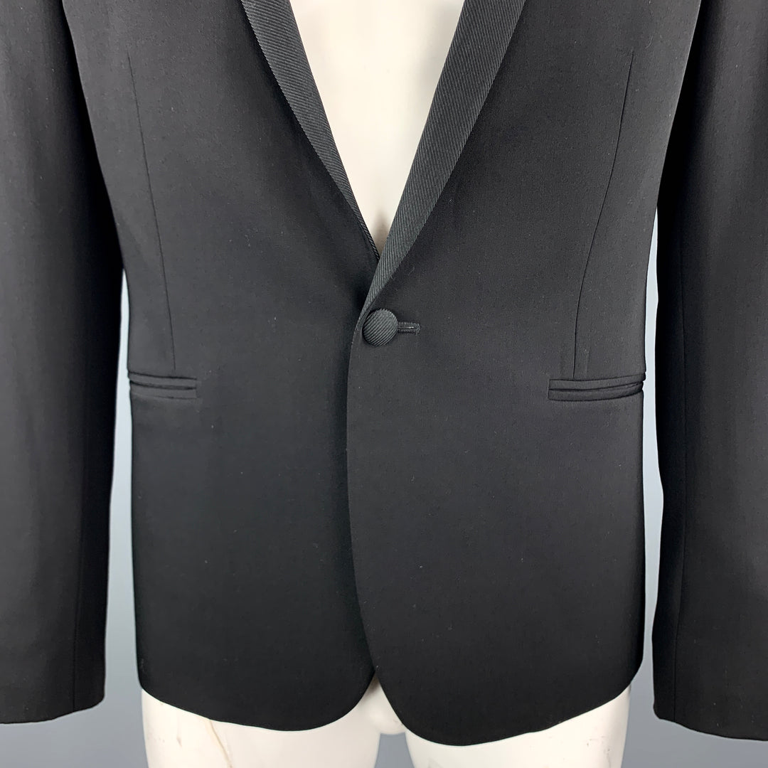 THE KOOPLES Size 40 Black Wool Shawl Collar Single Button Sport Coat