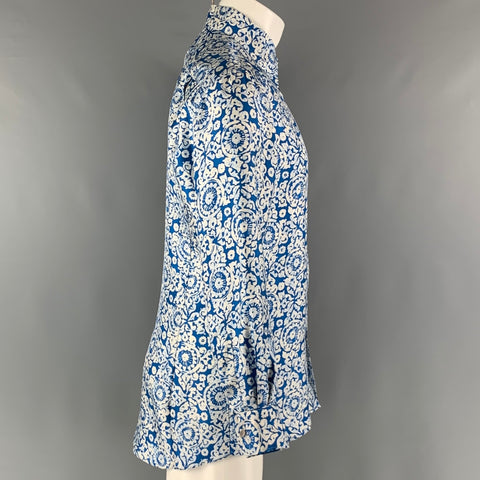 MICHAEL KORS Size M Blue White Abstrack floral Long Sleeve Shirt