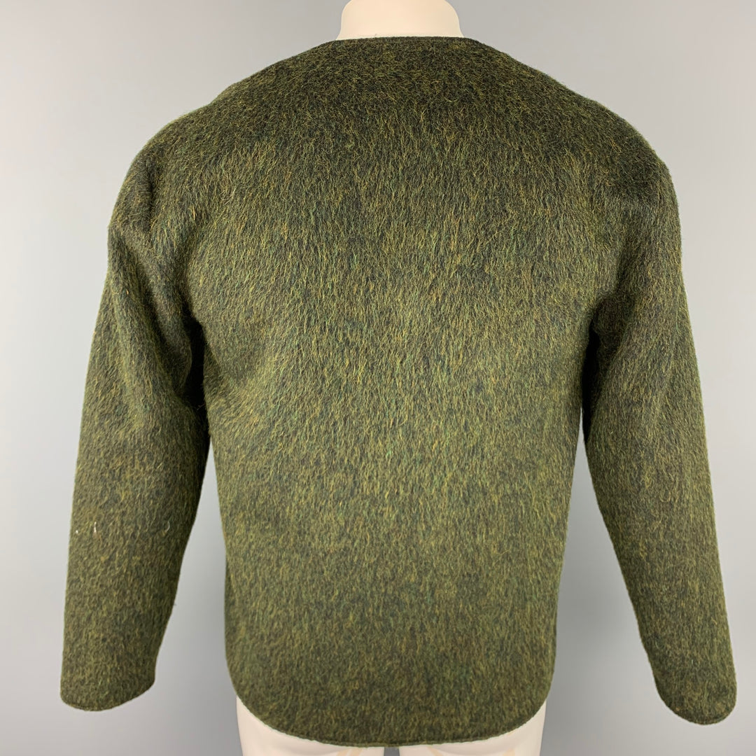 TESSUTI Size L Olive Textured Buttoned Cardigan