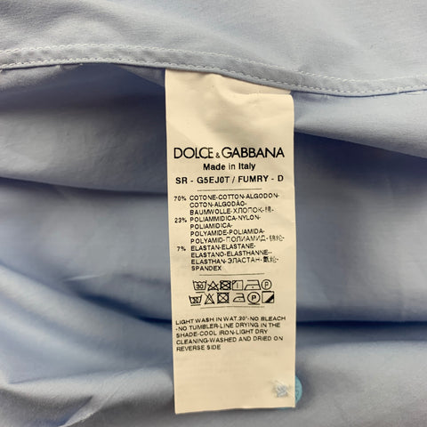 DOLCE & GABBANA Size L Light Blue Cotton Blend Long Sleeve Shirt