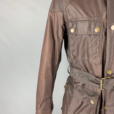 BELSTAFF Size XL Brown Coated Cotton Belted Trailmaster Jacket