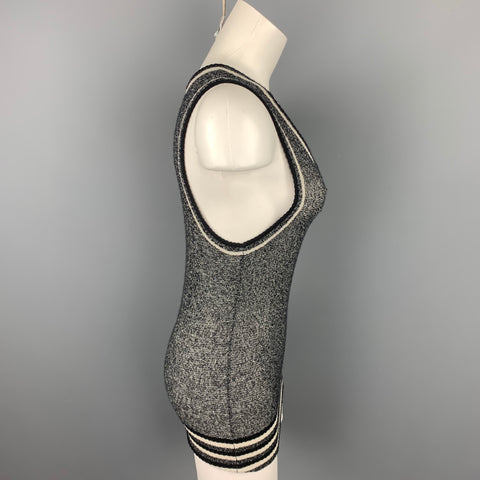 MARC JACOBS Taille S Haut décontracté en mélange de cachemire tricoté texturé noir et blanc