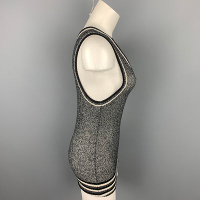 MARC JACOBS Size S Black & White Textured Knitted Cashmere Blend Casual Top