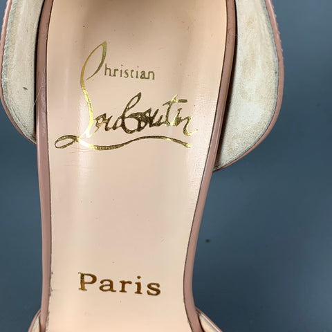 CHRISTIAN LOUBOUTIN Talla 6 Bombas D'Orsay de charol beige nude