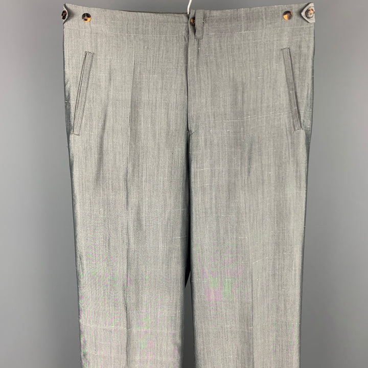 JEAN PAUL GAULTIER Size 32 Grey Silk Side Tabs Dress Pants